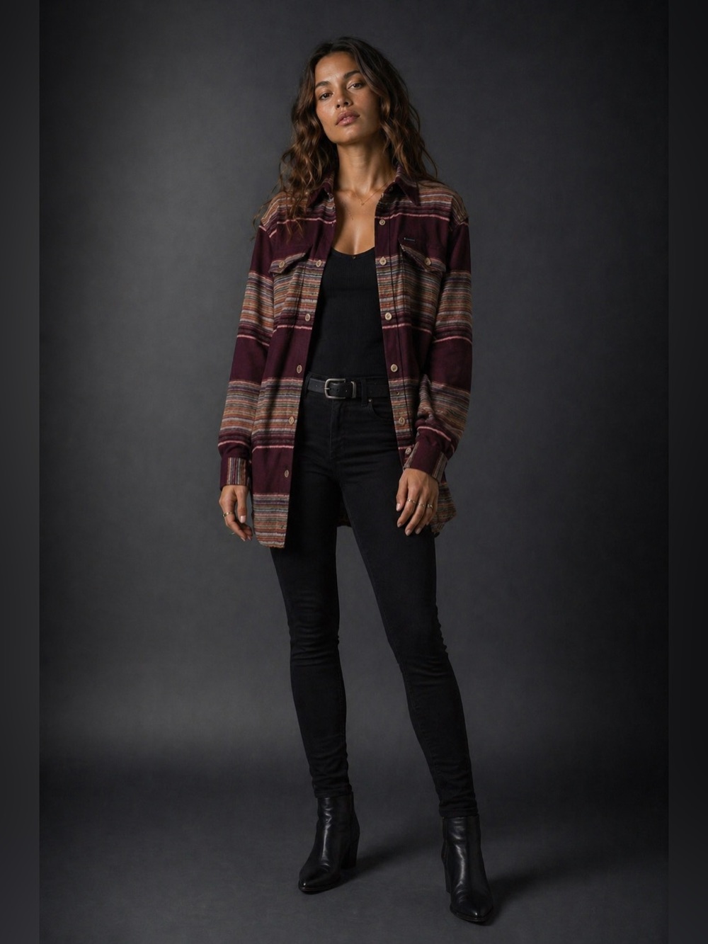 Function & Fringe Edit | Striped Oversized Button-Down Shacket Layering Shirt